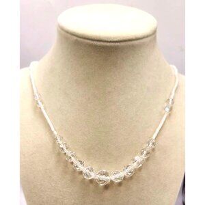 Vintage Faceted Glass Beads With Small White Accent Beads Necklace - 24"